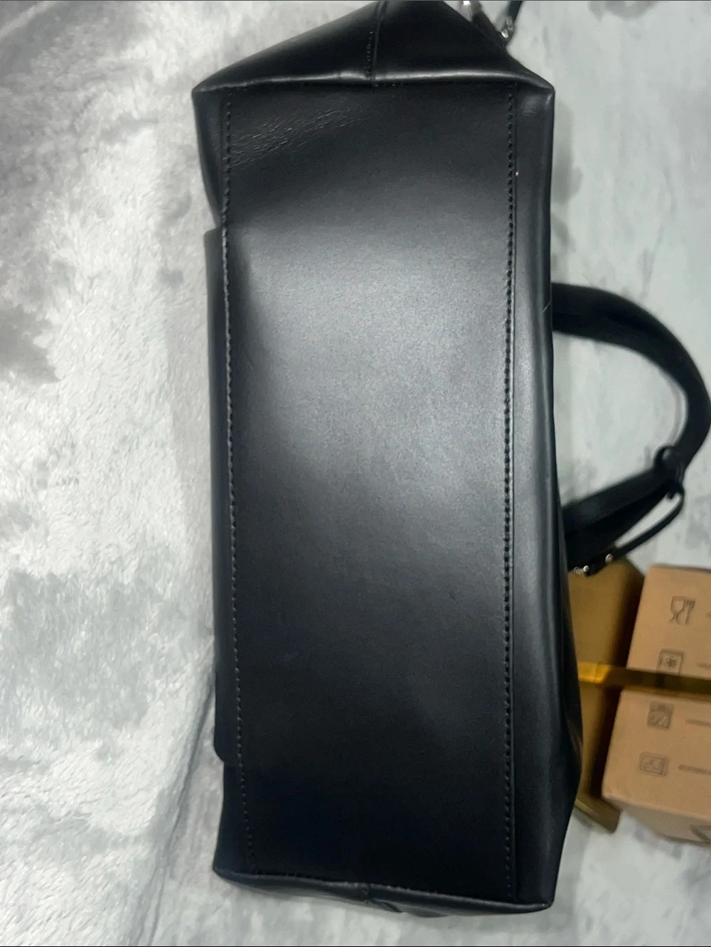 Carpisa Vera Pelle Black Genuine Leather Tote Bag Made in Italy Turtle Charm